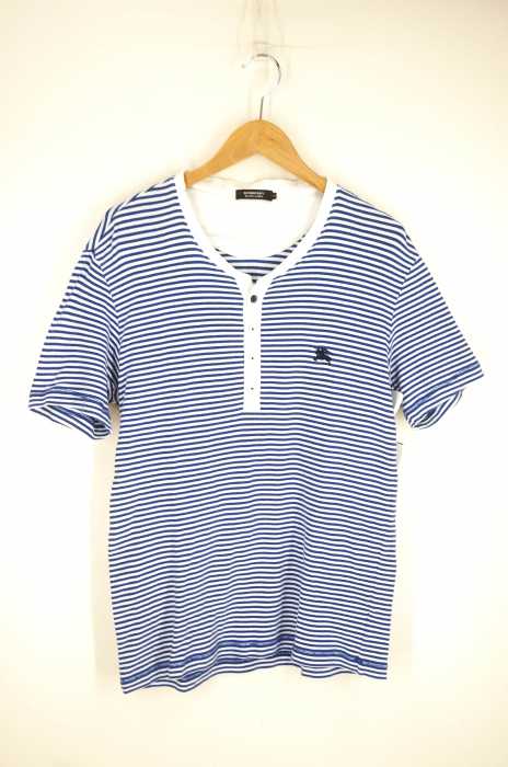 BURBERRY BLACK LABEL （バーバリーブラックレーベル） ボーダー柄 ヘンリーネック Tシャツ メンズ トップス