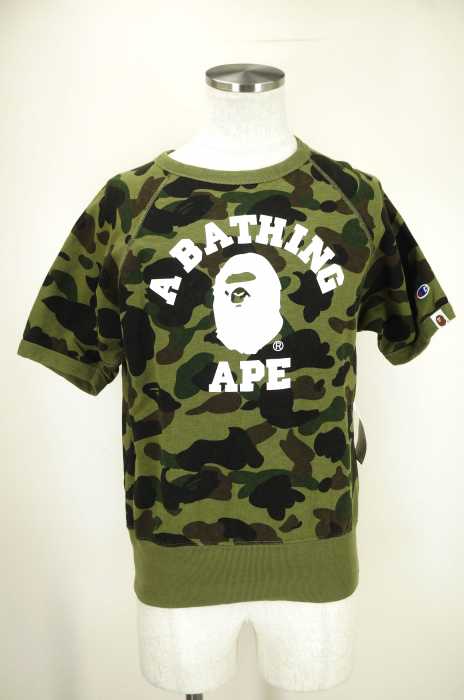 A BATHING APE×Champion （アベイシングエイプ×チャンピオン） カモ柄半袖トレーナー メンズ トップス