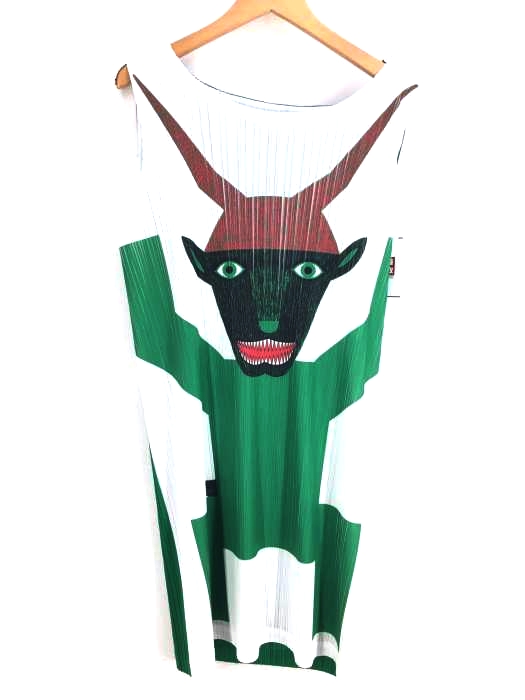 PLEATS PLEASE ISSEY MIYAKE(プリーツプリーズイッセイミヤケ) Kazumasa NAGAI LIFE BOUNCE animal green レディース ワンピース