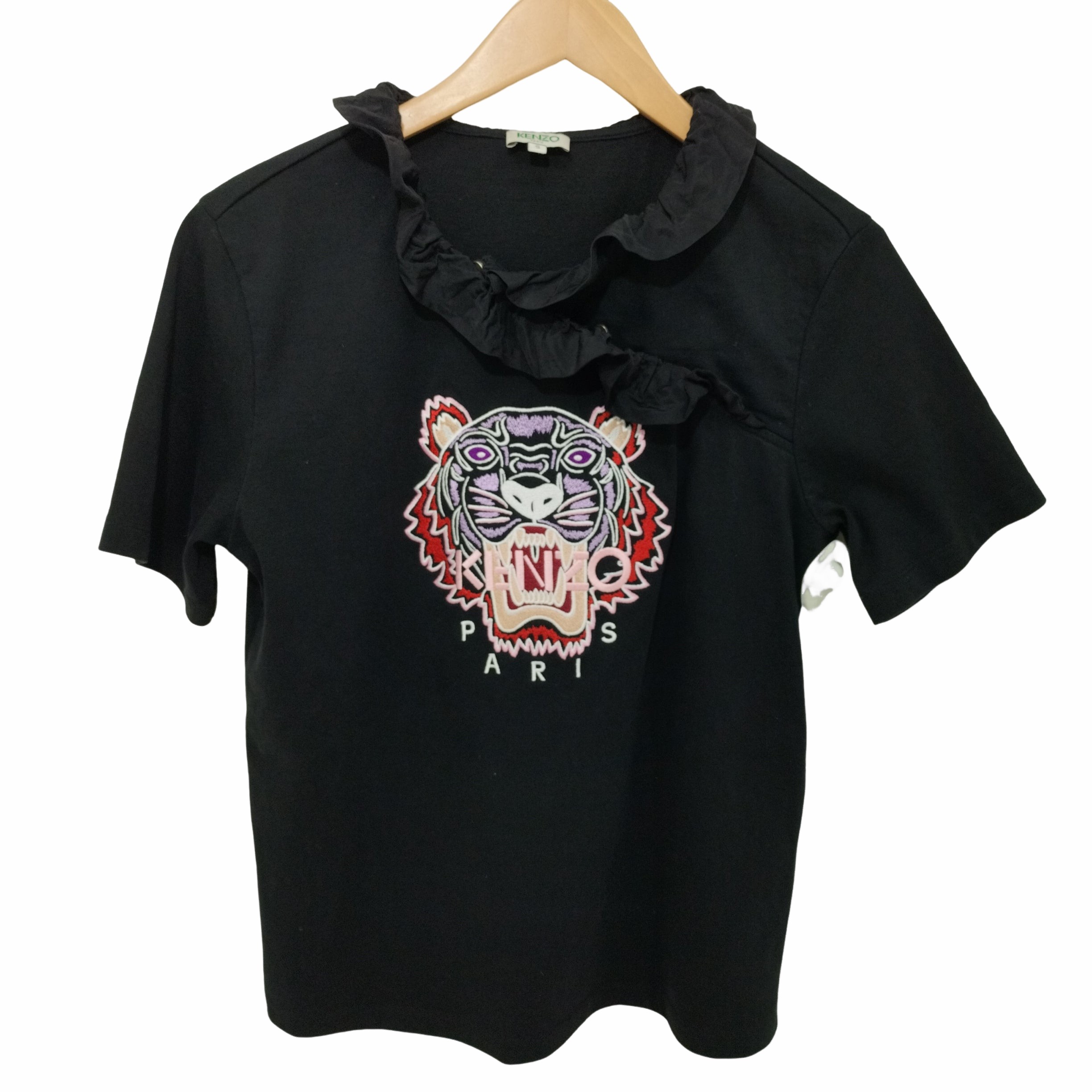 KENZO(ケンゾー)フリル切替 ロゴ刺繍 ショートスリーブカットソー T 