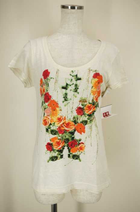SCOLAR (スコラ) リネン混花柄プリントTシャツ レディース トップス
