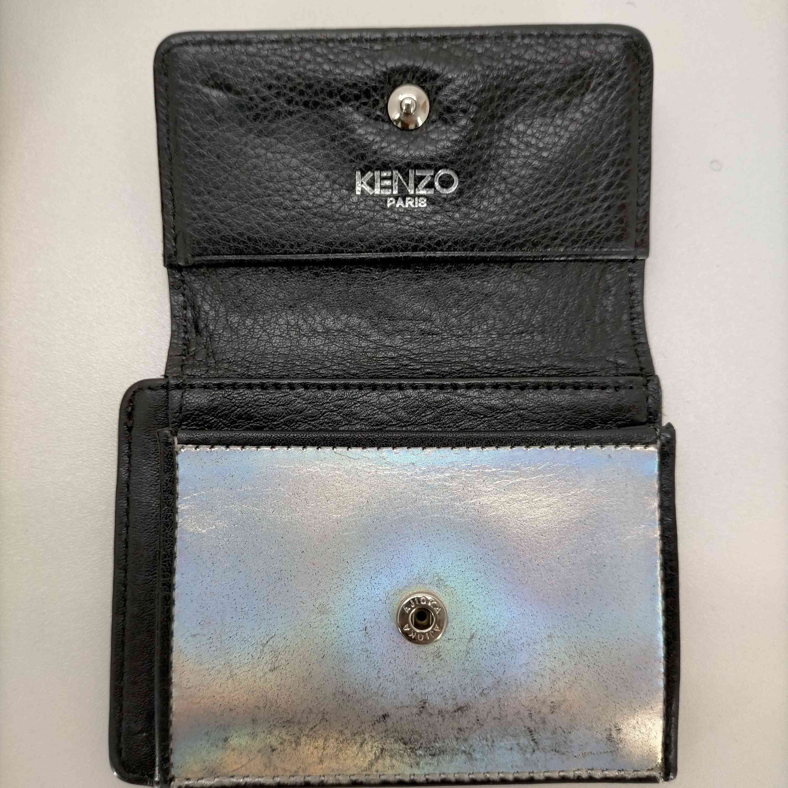 KENZO(ケンゾー)プレート レザー カードケース メタリック 【中古