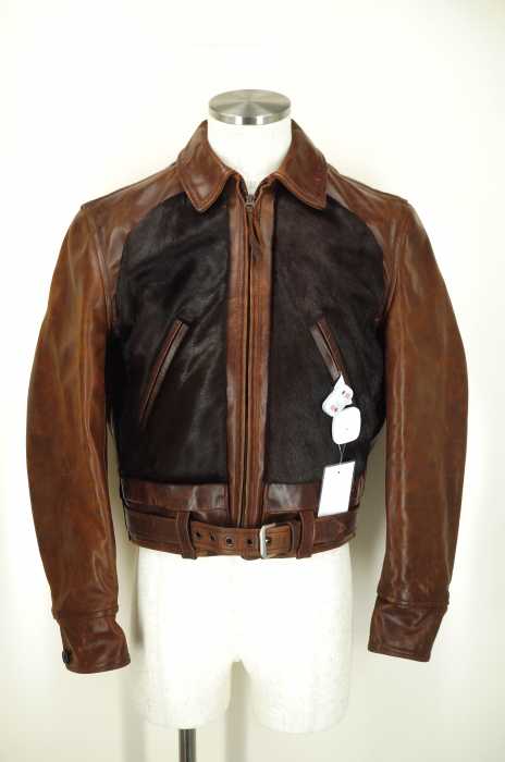 AEROLEATHER (エアロレザー) 異素材切替シングルレザージャケット メンズ アウター