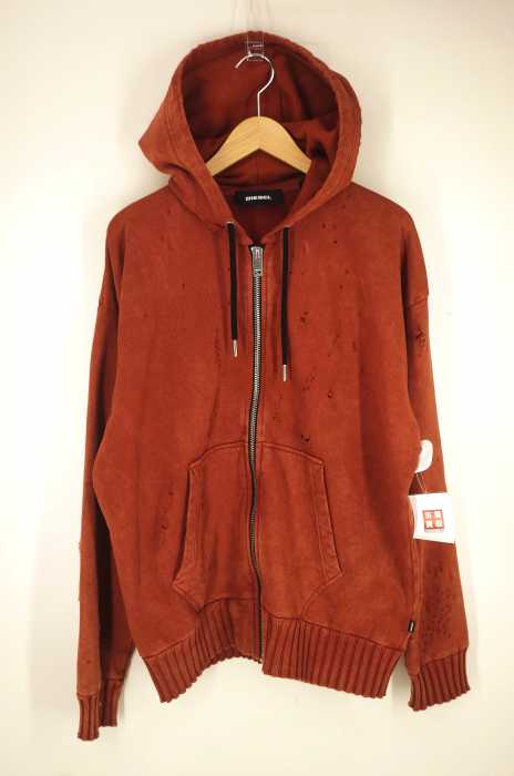 DIESEL （ディーゼル） クラッシュ加工ジップアップパーカー メンズ トップス