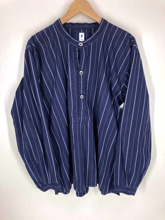 Burnish（バーニッシュ） BAND COLLAR SH ストライプ柄 バンドカラーシャツ メンズ トップス