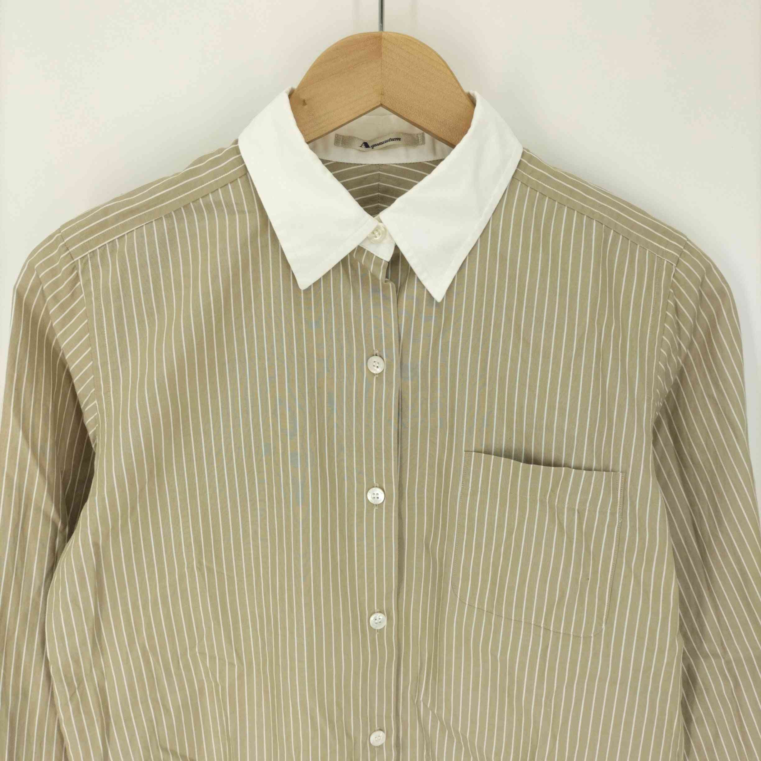 AQUASCUTUM(アクアスキュータム)L/S コットン ストライプ クレリック 