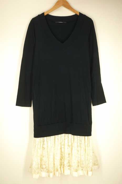 LIMI feu （リミフゥ） レース切替Vネックワンピース レディース  