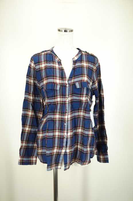 ZARA （ザラ） ノーカラーチャック柄ボタンシャツ レディース トップス