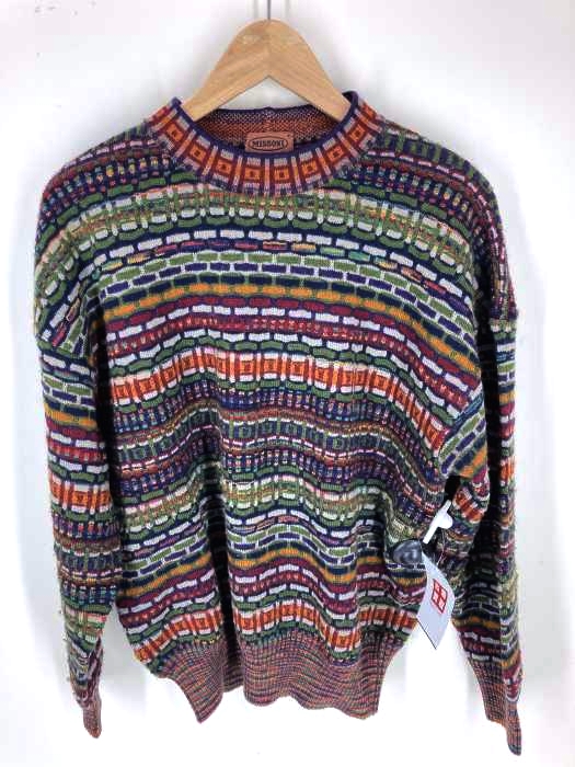 MISSONI（ミッソーニ） イタリア製 総柄 ウールニット モックネック メンズ トップス