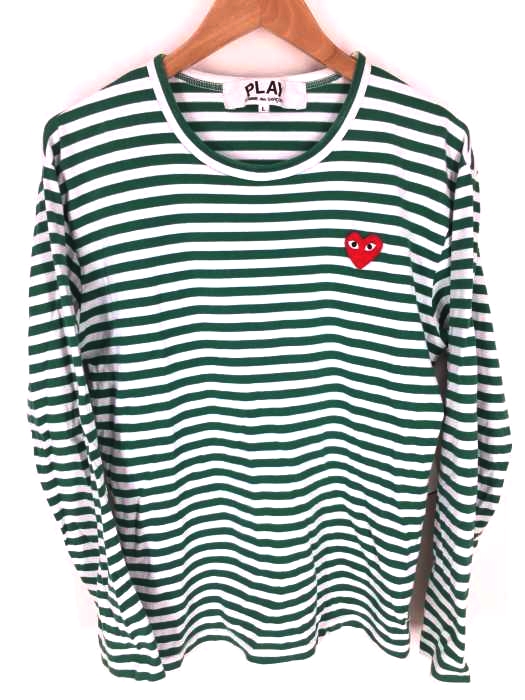 PLAY COMME des GARCONS（プレイコムデギャルソン） AD2018 ボーダー柄 クルーネックカットソー レディース トップス