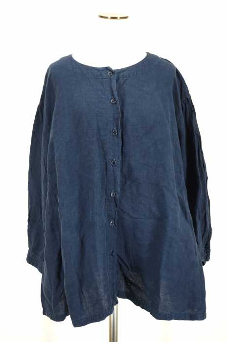 nest Robe (ネストローブ) ワイドシルエットノーカラーリネンボタンシャツ レディース トップス