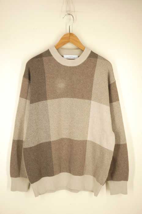 UNITED ARROWS green label relaxing （ユナイテッドアローズグリーンレーベルリラクシング） CM ダブルジャカードチェック　クルー ニット メンズ トップス