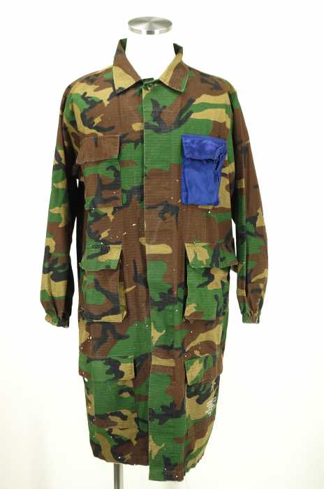 HALFMAN (ハーフマン) ペンキ加工カモ柄ロングシャツジャケット メンズ トップス