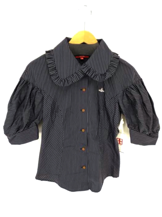 Vivienne Westwood RED LABEL(ヴィヴィアンウエストウッドレッドレーベル) ストライプ フリルギャザーシャツ レディース トップス