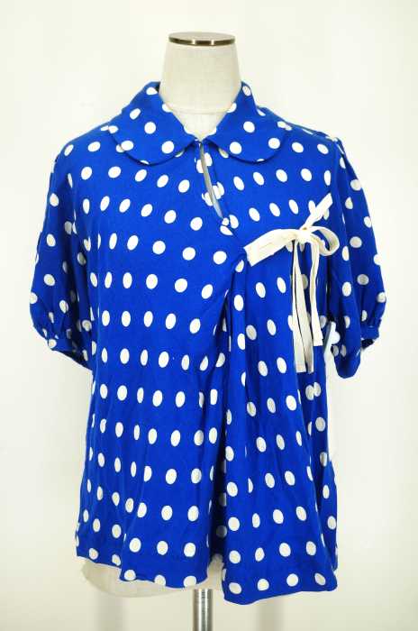 tricot COMME des GARCONS （トリココムデギャルソン） AD2007 ドット柄ラウンドカラーリボントップス レディース トップス
