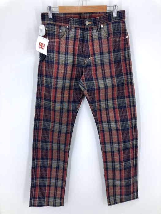 COMME des GARCONS HOMME(コムデギャルソンオム) AD2002 転写 チェック柄デニムパンツ メンズ パンツ