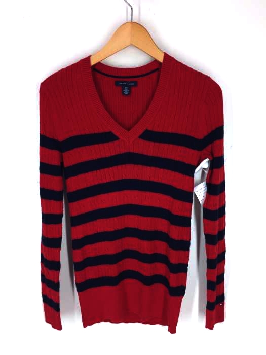 TOMMY HILFIGER(トミーヒルフィガー) ボーダー柄 Vネック ニット レディース トップス