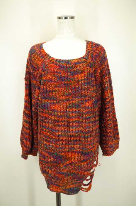 anap mimpi （アナップミンピ） 総柄クラッシュ加工5分袖ニットトップス レディース トップス