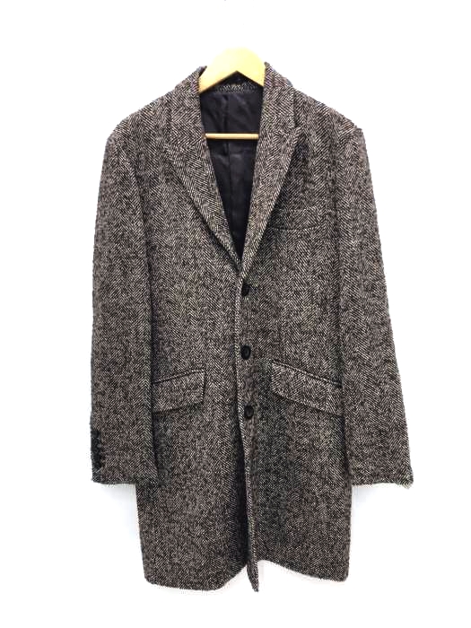 NO ID. ノーアイディー チェスターコート ツイード ヘリンボーン柄 M