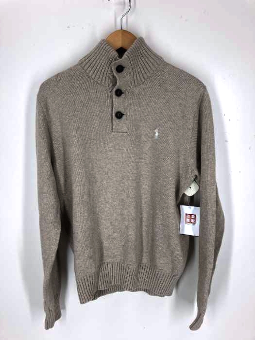 ラルフローレン　ヘリンボーン　メリノウール　ハイネック　ハーフボタン　ブラウン ポロ ラルフローレン ワンポイント ハイネック ハーフジップ コットン