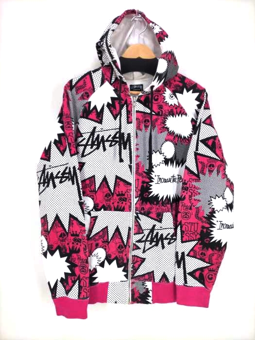 Stussy(ステューシー) ポップバブル マルチロゴ 総柄 スウェットパーカー レディース トップス