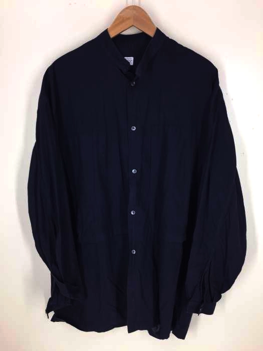E.TAUTZ SAVILE ROW（イートウツサヴィルロウ） COLLARLESS LINEMAN SHIRT ビッグシルエット スタンドカラー ポケット コットンシャツ メンズ トップス