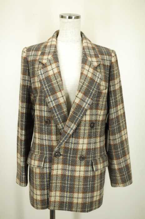 AQUASCUTUM （アクアスキュータム） チェック柄ウールテーラードジャケット レディース アウター