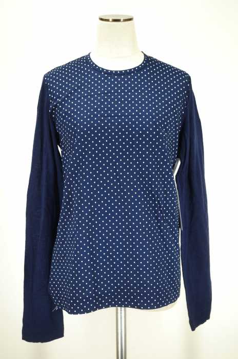 tricot COMME des GARCONS(トリココムデギャルソン) AD2012 異素材切替バックボタンドット柄カットソー レディース トップス