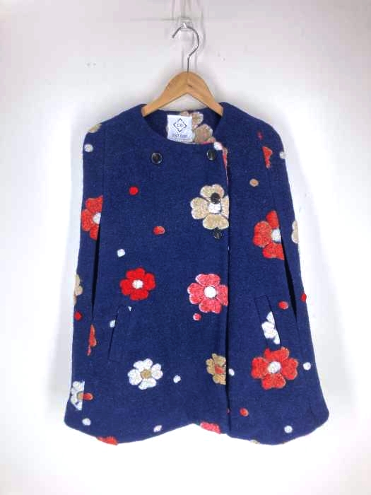 USED古着(ユーズドフルギ) 花柄 ウール ポンチョ レディース アウター