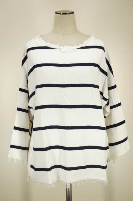 ZARA （ザラ） 裾フリンジボーダーカットソー トップス レディース トップス
