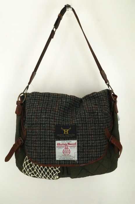 Harris Tweed×GRIFFIN HARTLAND （ハリスツイード×グリフィン） チェック柄切替キルティングショルダーバッグ メンズ バッグ