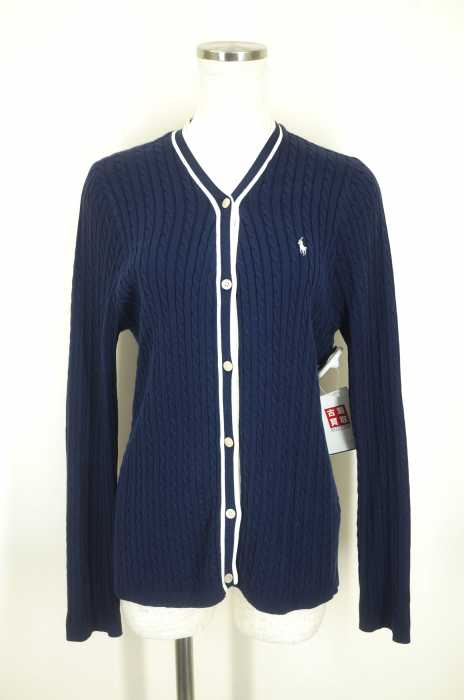 RALPH LAUREN （ラルフローレン） ワンポイント刺繍ケーブル編みコットンニットカーディガン レディース トップス