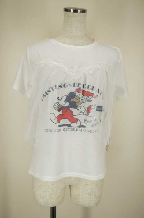 AS KNOW AS PINKY （アズノゥアズピンキー） キャラクタープリントチュールレイヤードTシャツ レディース トップス