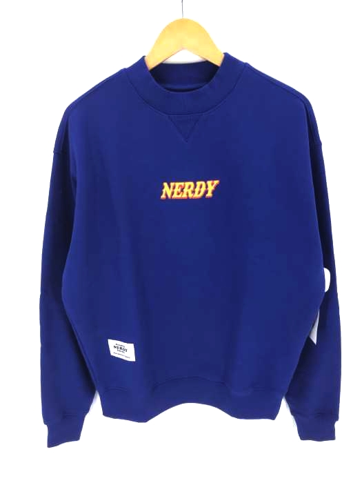 nerdy（ノルディー） Brushed High-neck Sweatshirt_Blue_S メンズ トップス