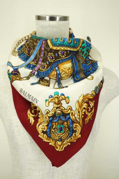 BALMAIN （バルマン） 総柄シルクスカーフ レディース ファッション雑貨