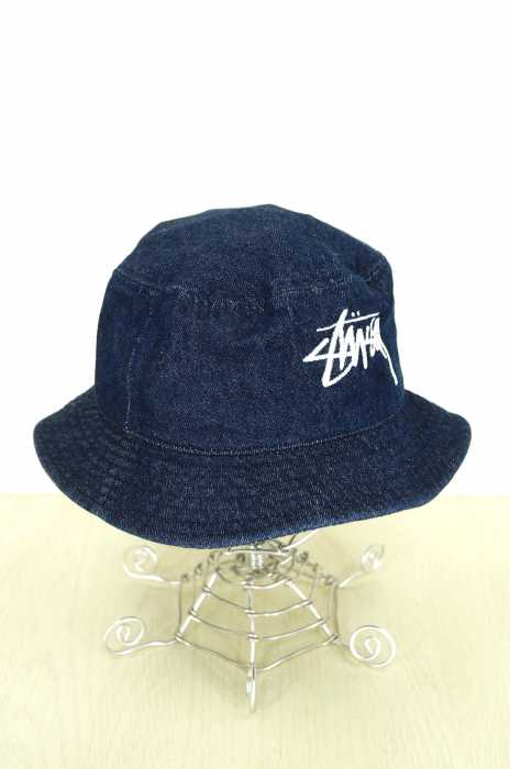 STUSSY （ステューシー） デニム刺繍ロゴ入りバケットハット メンズ 帽子