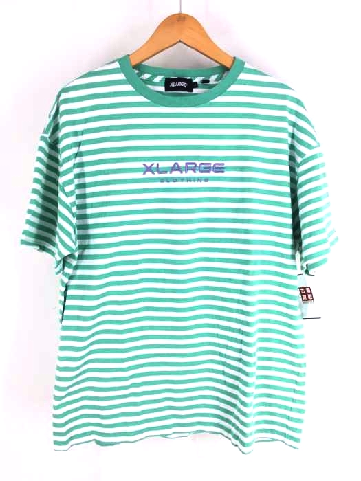 XLARGE(エクストララージ) ロゴ刺繍 ボーダー 半袖クルーネックTシャツ メンズ トップス