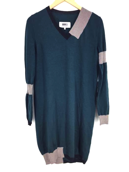 MM6 Maison Margiela（エムエムシックス メゾンマルジェラ） リブ切替Vネックニットワンピース レディース ワンピース