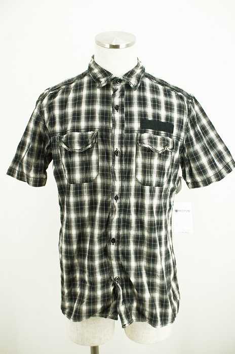 BEAMS (ビームス) 襟ワイヤー入り半袖チェックシャツ メンズ トップス