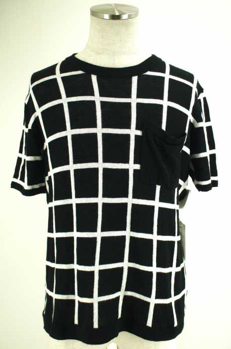 L.H.P(エルエイチピー) リネンニットチェック柄胸ポケTシャツ メンズ トップス