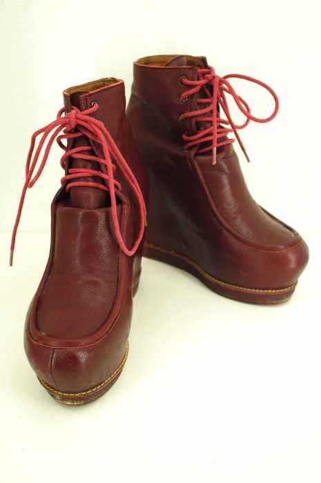 kobe husk （コーべ ハスク) 厚底レースアップブーツ burgundy レディース シューズ