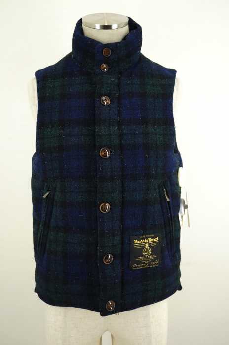 EDIFICE × Harris Tweed  （エディフィス × ハリスツイード） 11AW ブラックウォッチ チェック柄ジップダウンベスト メンズ アウター