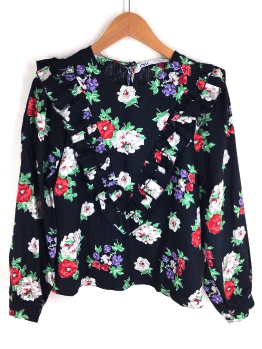 ZARA（ザラ） 花柄フロントデザインシャツ レディース トップス