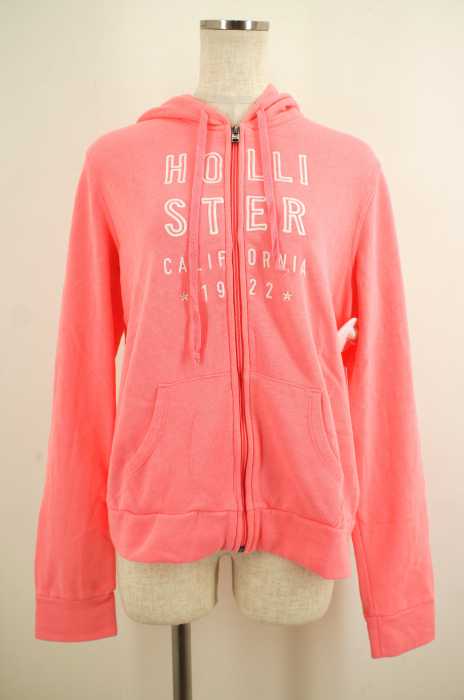 Hollister (ホリスター) 裏起毛ロゴ刺繍ジップアップパーカー レディース トップス