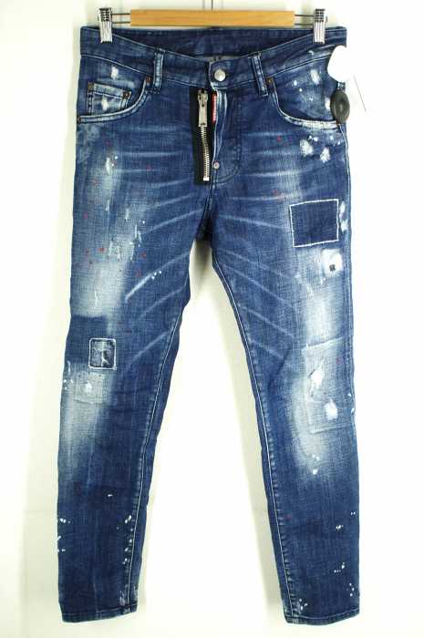 DSQUARED2 （ディースクエアード） ZIP SKATER デニム ダメージ加工 メンズ パンツ