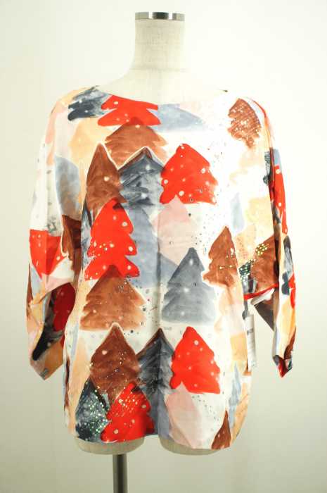 TSUMORI CHISATO (ツモリチサト) 12AW ゆきやまPC ビジュー付き総柄シルクトップス レディース トップス