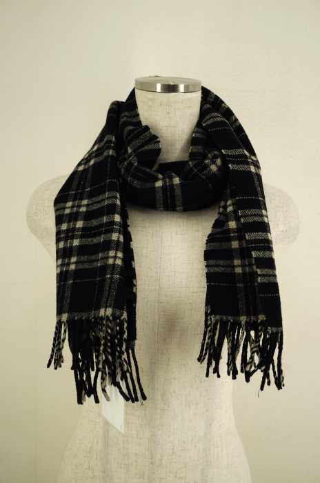 AQUASCUTUM （アクアスキュータム） ラムウールチェック柄マフラー メンズ ファッション雑貨