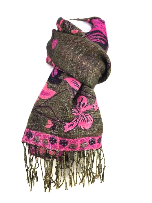 PASHMINA（パシュミナ） カシミアシルク 大判ストール フラワー レディース ファッション雑貨