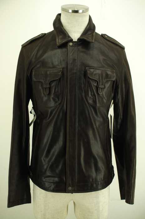 BURBERRY BLACK LABEL (バーバリーブラックレーベル) エポレット付きカウレザージャケット メンズ アウター