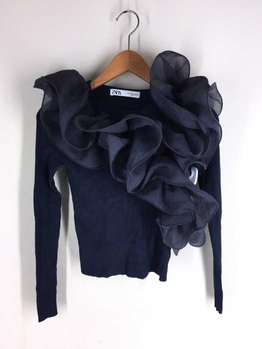 ZARA（ザラ） フリルデザイン リブトップス レディース トップス